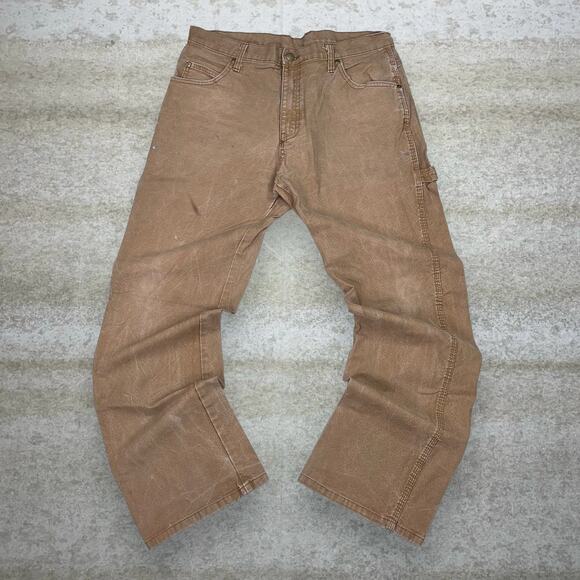 Vintage Dickies Carpenter Pants Camel Tan Canvas Baggy Dungarees Work Wear 90s - Picture 2 of 4